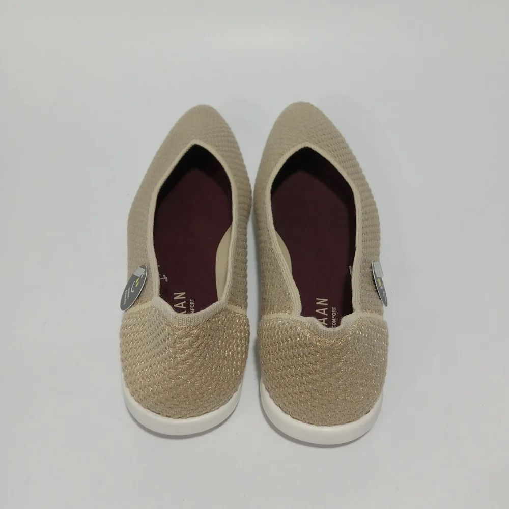 COLE HAAN Women's Springfeel Stitchlte Ballet Flats Skimmer Shoe Beige Size 5.5